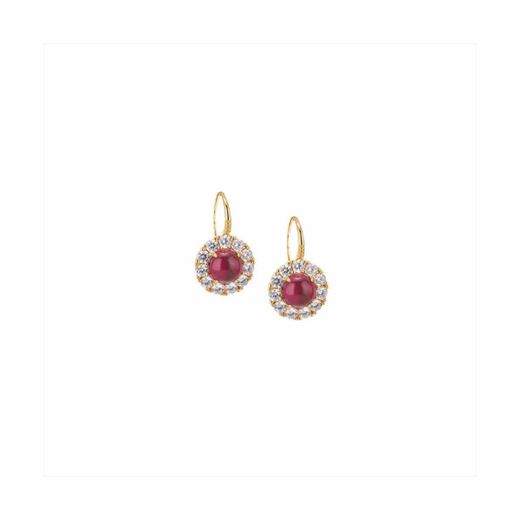 Pendientes Plata Dorada Sovrani J12030 Aro C. Rubí & Circonitas 1,50cm