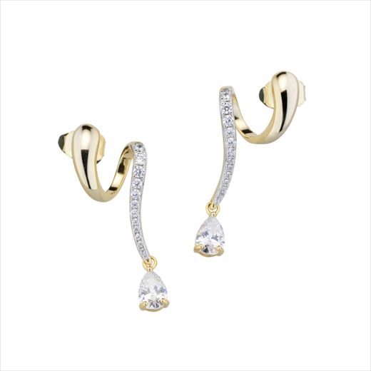 Pendientes Plata Dorada Sovrani J12712 Espiral C. Circonitas 3,50cm