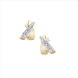 Pendientes Plata Dorada Sovrani J12748 Bandas Cruzadas C. Circonitas 2,00cm
