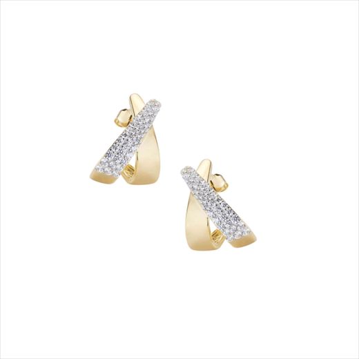 Pendientes Plata Dorada Sovrani J12748 Bandas Cruzadas C. Circonitas 2,00cm