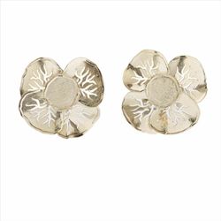 Pendientes Plata Dorada Sovrani Mujer J11343 Flor Discos Martillados Irregular 3cm
