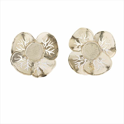 Pendientes Plata Dorada Sovrani Mujer J11343 Flor Discos Martillados Irregular 3cm