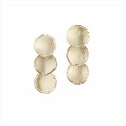 Pendientes Plata Dorada Sovrani Mujer J11374 Colgante Discos Martillados Irregular 4cm