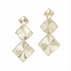 Pendientes Plata Dorada Sovrani Mujer J11385 Colgantes Cuadrados Martillados Irregulares 6,5cm