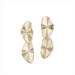 Pendientes Plata Dorada Sovrani Mujer J11387 Colgante Óvalos Martillados Irregulares 6,5cm