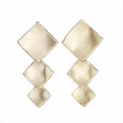 Pendientes Plata Dorada Sovrani Mujer J11388 Colgantes Cuadrados Martillados Irregulares 6cm
