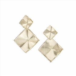 Pendientes Plata Dorada Sovrani Mujer J11390 Colgantes Cuadrados Martillados Irregulares 4,5cm