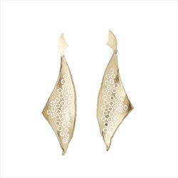Pendientes Plata Dorada Sovrani Mujer J11391 Colgante Hojas Martillados Irregulares 7,5cm