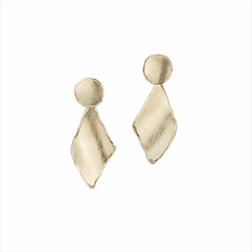 Pendientes Plata Dorada Sovrani Mujer J11392 Colgantes Martillados Irregulares 5cm