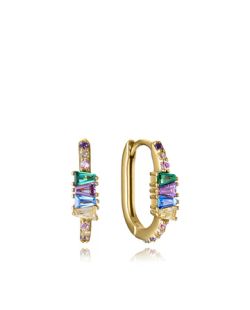 Pendientes Plata Dorada Viceroy 1,5cm 15129E100-39 Aro Ovalado Circonitas Multicolor