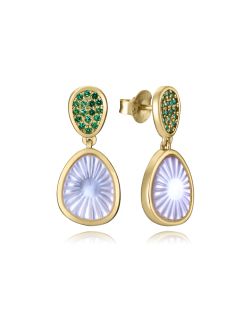 Pendientes Plata Dorada Viceroy 2,1cm 2364E100-92 Circonitas Verdes Colgante Madre Perla