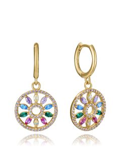 Pendientes Plata Dorada Viceroy 2,2Cm 13238E100-39 Aro Colgante Disco Circonitas Multicolor