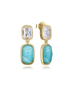 Pendientes Plata Dorada Viceroy 2,2cm 2341E100-49 Colgante Piedras Naturales Amazonita