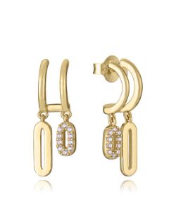 Pendientes Plata Dorada Viceroy 2,2cm 2350E100-30 Medio Aro Colgante Circonitas