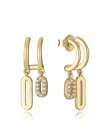 Pendientes Plata Dorada Viceroy 2,2cm 2350E100-30 Medio Aro Colgante Circonitas