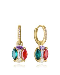 Pendientes Plata Dorada Viceroy 2,3cm 15132E100-39 Aro Colgante Circonitas Multicolor