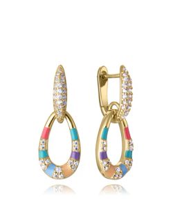 Pendientes Plata Dorada Viceroy 2,4cm 15133E100-39 Aro Colgante Circonitas Multicolor