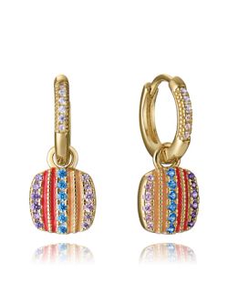 Pendientes Plata Dorada Viceroy 2cm 15131E100-39 Aro Colgante Circonitas Multicolor