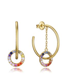 Pendientes Plata Dorada Viceroy 3,1Cm 13242E100-39 Medio Aro Circonitas Multicolor