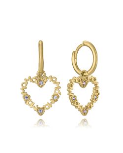 Pendientes Plata Dorada Viceroy 3,2cm 13248E100-30 Aro Colgante Corazón Palabra Mamá