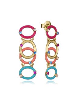 Pendientes Plata Dorada Viceroy 3,3cm 15128E100-99 Colgante Círculos Multicolor