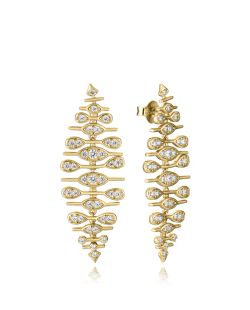 Pendientes Plata Dorada Viceroy 4,1cm 2355E100-30 Forma Hoja Circonitas