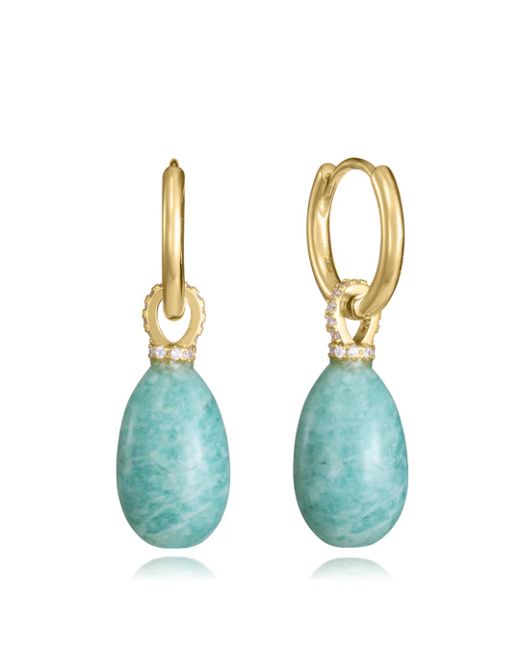 Pendientes Plata Dorada Viceroy Mujer 13269E100-92 Aro C. Colgantes Circonitas & Piedras Amazonita Natural