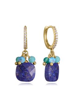 Pendientes Plata Dorada Viceroy Mujer 13270E100-42 Aro C. Circonitas C. Colgantes Piedras Naturales Verde Bicolor Azul