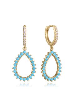 Pendientes Plata Dorada Viceroy Mujer 2367E100-33 Aro C. Circonitas & Colgantes Gota C. Circonitas Turquesas
