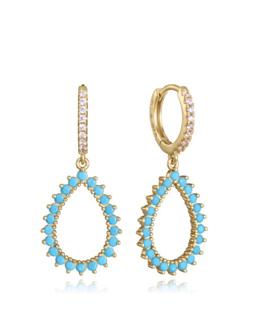 Pendientes Plata Dorada Viceroy Mujer 2367E100-33 Aro C. Circonitas & Colgantes Gota C. Circonitas Turquesas