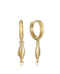 Pendientes Plata Dorada Viceroy Mujer 2368E100-30 Aro C. Colgantes Pez C. Circonitas