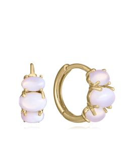 Pendientes Plata Dorada Viceroy Mujer 2369E100-40 Aro C. Piedras Calcedonia Natural
