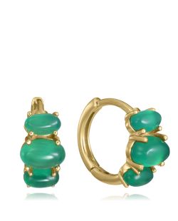 Pendientes Plata Dorada Viceroy Mujer 2369E100-42 Aro C. Piedras Ágata Verde Natural