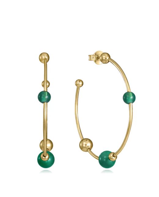 Pendientes Plata Dorada Viceroy Mujer 2371E100-42 Aro Abierto C. Piedras Agata Verde