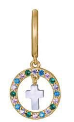 Pendientes Plata Dorada Viceroy Niña 15118E100-39 Aro Colgante Cruz Circonitas Multicolor