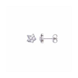Pendientes Plata E04678 Flor Con Circonitas