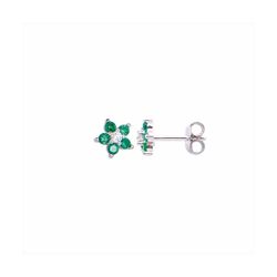 Pendientes Plata E04678EM Flor Con Circonitas Esmeraldas Bicolor
