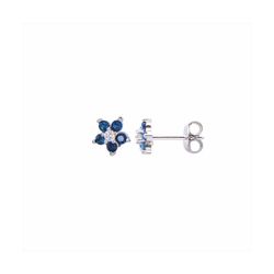 Pendientes Plata E04678SP Flor Con Circonitas Azules Bicolor