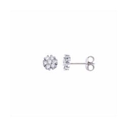 Pendientes Plata E04688 Flor Con Circonitas