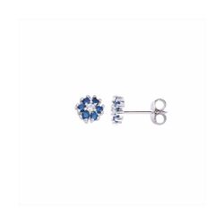 Pendientes Plata E04688SP Flor Con Circonitas Celestes Bicolor