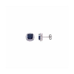 Pendientes Plata E04917SP Piedra Cuadrada Azul Con Circonitas
