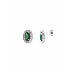 Pendientes Plata E05204EM Piedra Esmeralda Con Circonitas