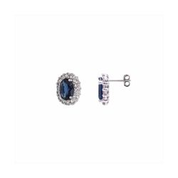 Pendientes Plata E05204SP Piedra Azul Con Circonitas