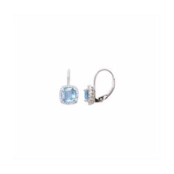 Pendientes Plata E05210AQ Piedra Cuadrada Azul Con Circonitas