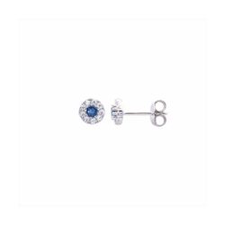 Pendientes Plata E06445SP Piedra Redonda Azul Con Circonitas