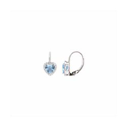 Pendientes Plata E10665AQ Piedra Corazon Azul Con Circonitas