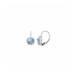Pendientes Plata E17913AQ Piedra Redonda Azul Con Circonitas