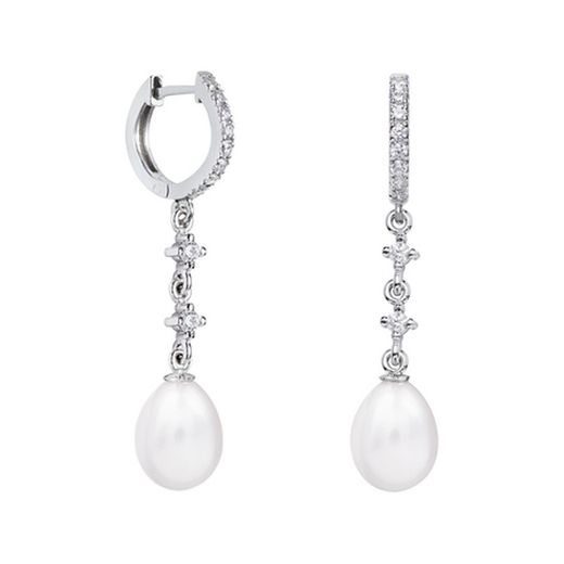 Brincos de prata Argyor MRM 8 mm em formato de lágrima (AG)79B0402TE1 com pérolas topázio