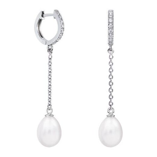 Argyor MRM 8mm Teardrop Silver Earrings (AG)79B0407TE1 Topaz Pearls