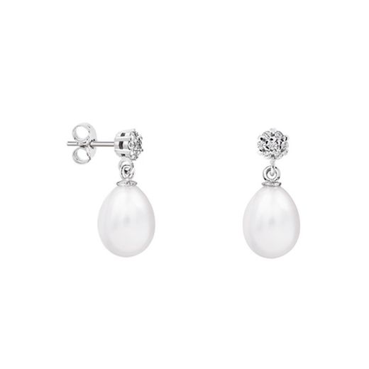 Argyor MRM 8mm Teardrop Silver Earrings (AG)79B0600TE1 Pearl Topaz